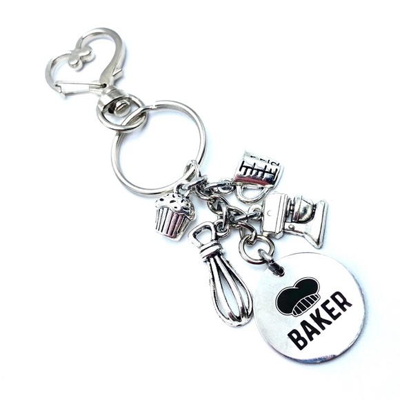 Baker Keychain Bag Charm Baking Chef Culinary Arts Charms - Picture 2 of 6